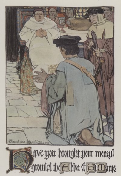 Illustration för Robin Hood (färg litho) av Charlotte Harding