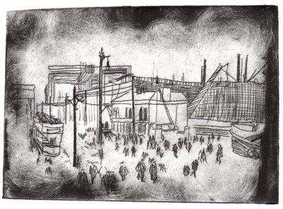 Belfast Docks, 2015 (torrpunktsetsning och digital) av Charlotte Orr