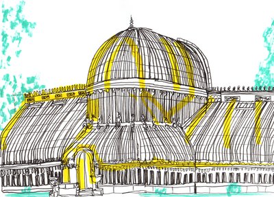 Botanic Gardens, Belfast, 2021 (penna och akrylmarkör) av Charlotte Orr