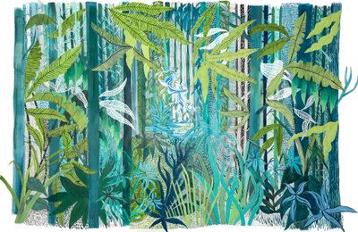 Kärlek i skogen, 2017 (akryl på papper) av Charlotte Orr