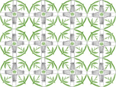 Matcha Repeat Pattern, 2018 (penna och bläck) av Charlotte Orr