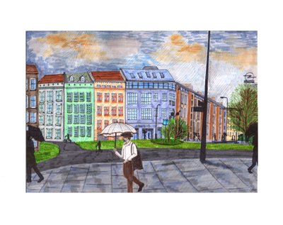 Moritzplatz, 2020 (penselpennor) av Charlotte Orr