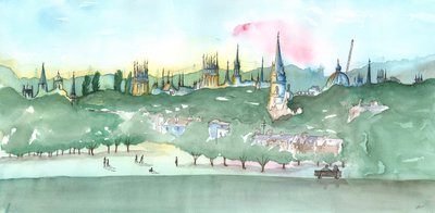 Oxford Spires, 2014 (akvarell) av Charlotte Orr