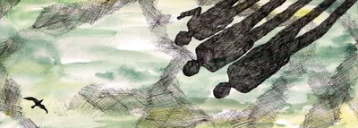 The Seagulls Tale, 2020 (penna och akvarell) av Charlotte Orr