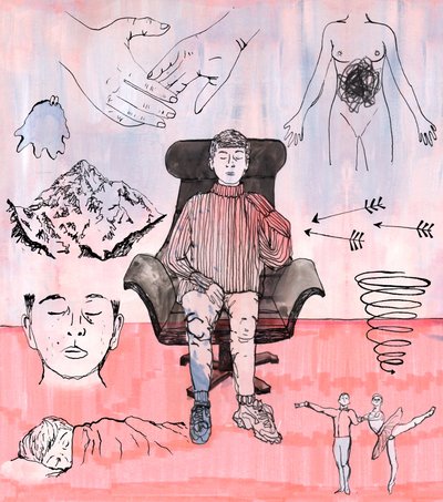 Terapiillustration, 2018 (bläck och akryl) av Charlotte Orr