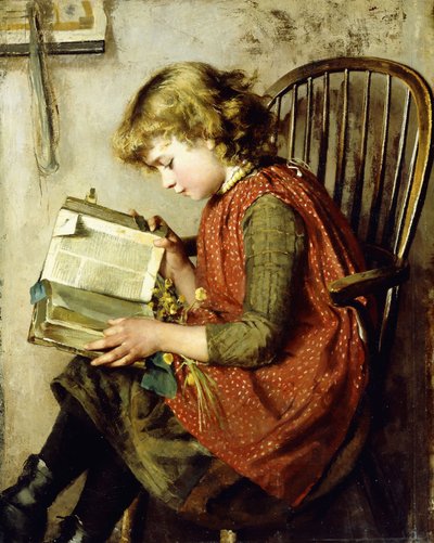 En ung flicka som läser, 1890 av Charlotte Weeks