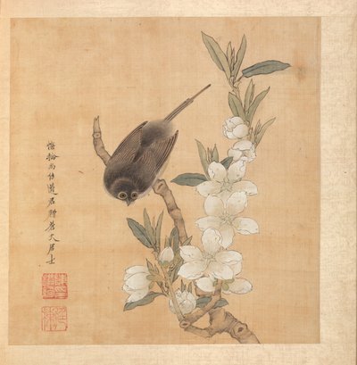 Målningar efter antika mästare: A Bird and Peach-Blossom Branch, 1598-1652. av Chen Hongshou