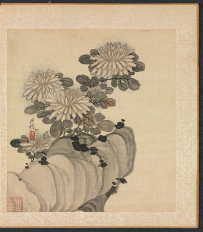 Målningar efter antika mästare: Krysantemum och sten, 1598-1652. av Chen Hongshou