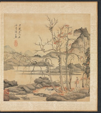Målningar efter antika mästare: Daoist och trana i höstlandskap, 1598-1652. av Chen Hongshou