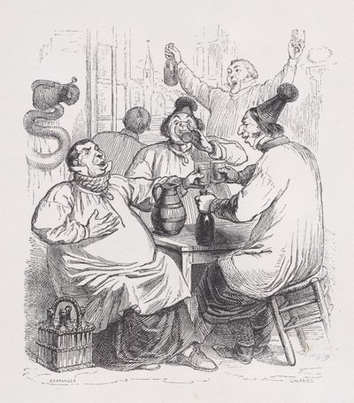 Sockensångarna från The Complete Works of Béranger, 1836. av Cherrier