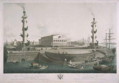 Utsikt över spotten på Vasilyevsky Island, 1810-talet av Chessky