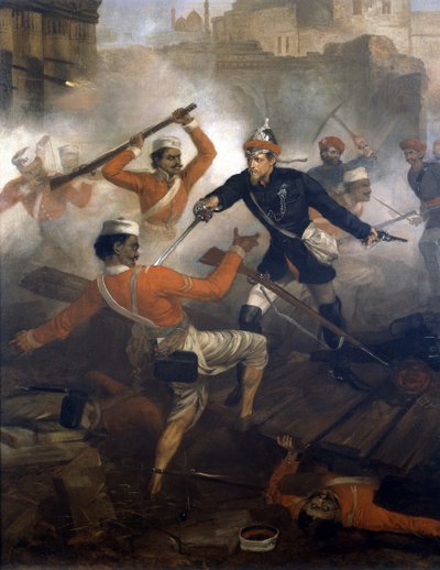 Löjtnant William Alexander Kerr (1832-1919) tjänade Victoriakorset under indianmyteriet, juli 1857, ca 1860 (olja på duk) av Chevalier Louis William Desanges
