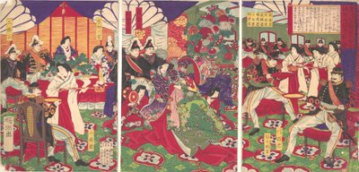 Leaders of the Pacification of the Kagoshima Rebells firar med koppar ..., 20 september 1877. av Chikanobu Yoshu