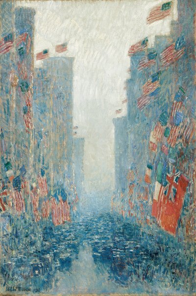Flaggor, eftermiddag på avenyn av Childe Frederick Hassam