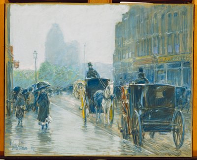 Hästdragna hytter, New York av Childe Frederick Hassam