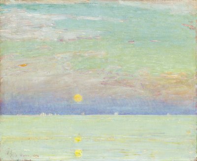 Månuppgång vid solnedgången, Cape Ann av Childe Frederick Hassam