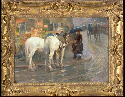 Paris Street Scene, ca 1889 (olja på kartong) av Childe Frederick Hassam