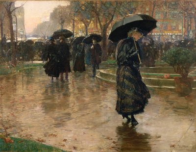 Regnstorm, Union Square av Childe Frederick Hassam
