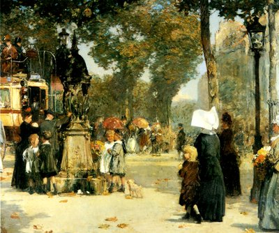 Gatubild, Paris av Childe Frederick Hassam