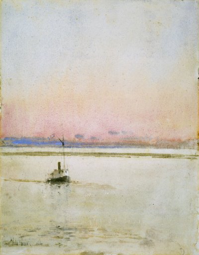 Solnedgång (akvarell på papper) av Childe Frederick Hassam