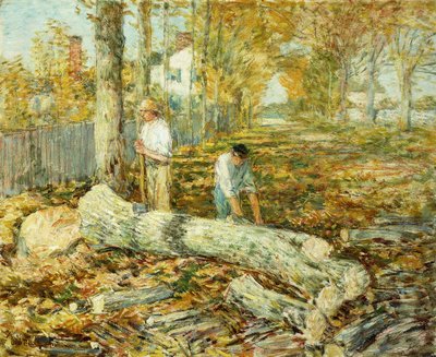 Vedhuggare (Den gamla almen) av Childe Frederick Hassam