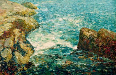 Surf och klippor av Childe Hassam