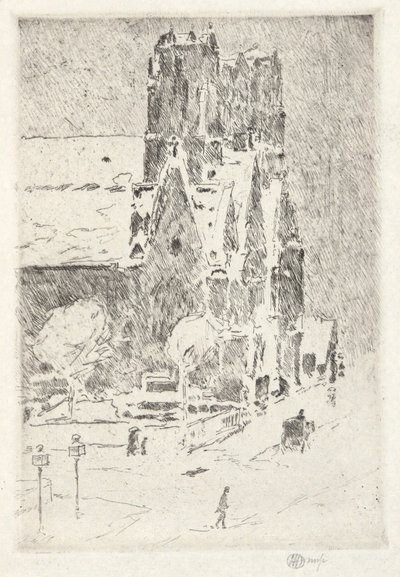 Golgata kyrka i snö av Childe Hassam