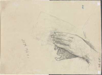 Händer som håller en bok ago, 1889. av Childe Hassam