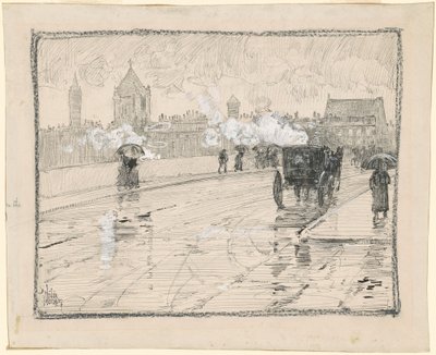 Regnig dag, Boston av Childe Hassam