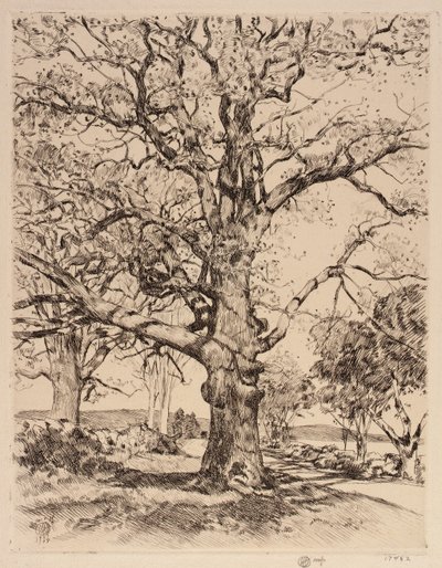 Wayside Inn Oaks på våren av Childe Hassam