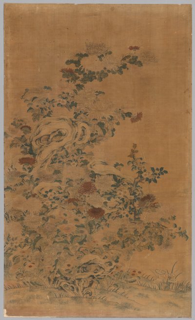Kesi Panel: stenar och krysantemum av China, Qing dynasty