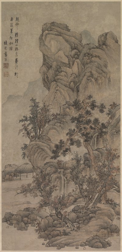 Landskap med figurer av China, Qing dynasty