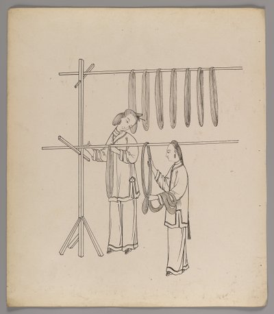 Album med separata blad: Silk Cultivation and Production (bläck på papper) (se även 499288-303) av Chinese School