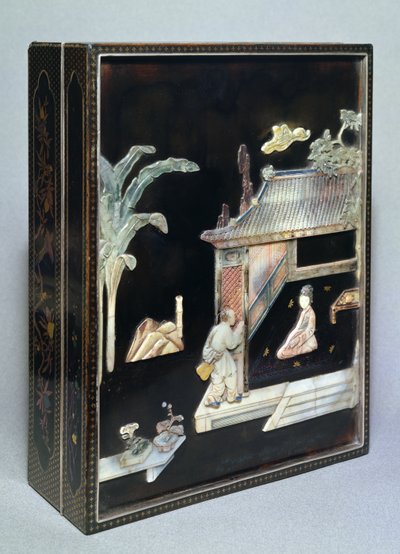 Box, 1700-tal (lack med täljstensinläggning) av Chinese School
