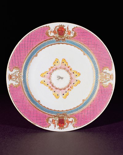 Middagstallrik målad i Famille Rose-emaljer med armarna från Grimaldi di Castro, Yongzheng-perioden (1723-35) c.1735 (porslin) av Chinese School