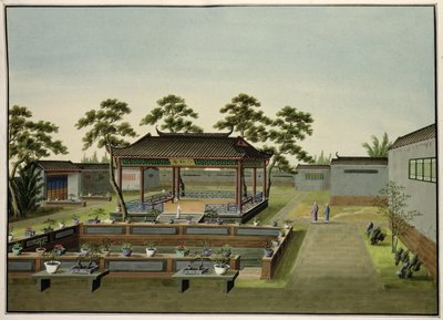 Trädgårdsscenen, ca 1820-40 (wc på papper) av Chinese School