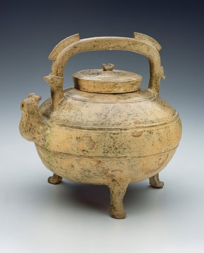 Glaserad keramikkokare, Warring States period, 1027-220BC (keramik) av Chinese School