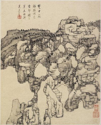 Landskap (bläck på papper) av Chinese School