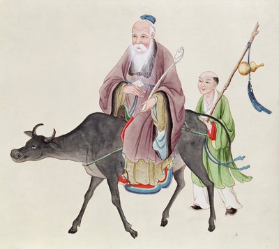 Lao-Tzu (c.604-531) på sin buffel, följt av en lärjunge (wc på papper) av Chinese School