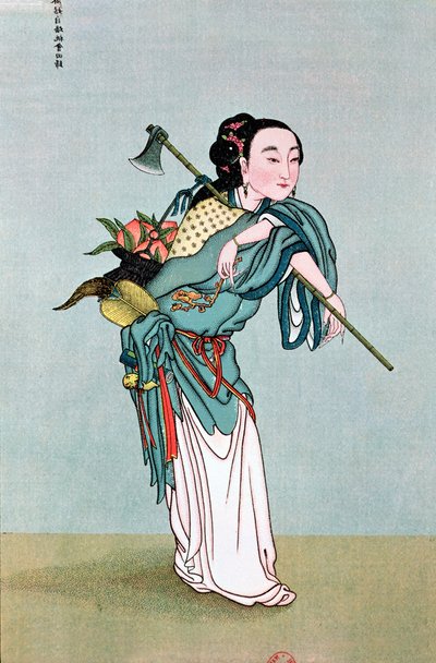 Ma Kou bär medicinalväxter, från ett verk av fader Henri Dore, sent 1800-tal av Chinese School