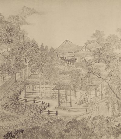 Passar sommaren i Inkwells halmtakshall (bläck på papper) av Chinese School