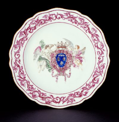 Rose Famille mattallrik med Frankrikes vapen, Qianlong-perioden (1736-95) c.1765 (porslin) av Chinese School