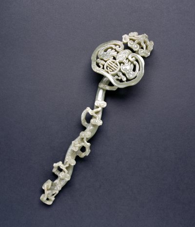 Ruyi-scepter (celadonsten) av Chinese School
