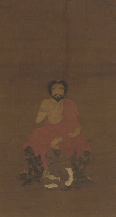 Sakyamuni sitter på tre demonliknande varelser, möjligen Yuan-tidig Ming-dynastin, 1300-1400-talet av Chinese School