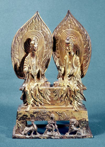 Buddhas Prabhutaratna och Sakyamuni, från Hebei-provinsen, norra Wei-dynastin, 518 AD (förgylld brons) av Chinese School