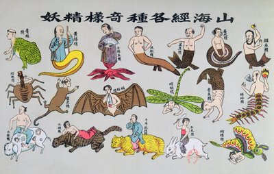 Olika reinkarnationer av själen i djurformer, återgivna i Recherche sur les superstitions en Chine av fader Henri Dore och publicerade 1911 av Chinese School