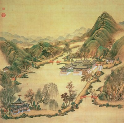 Utsikt över sommarpalatset, Peking (färg på siden) av Chinese School