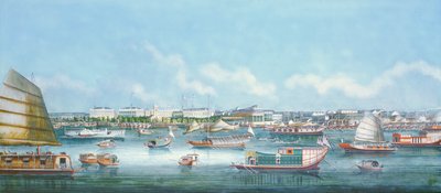 Utsikt över vattnet i kantonen, c.1855 av Chinese School