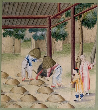 Arbeta i en traditionell smedja (wc på papper) av Chinese School