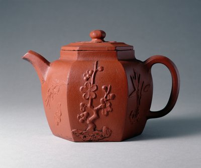 Yixing hexagonal tekanna, kinesisk, sent 1600-tal (stengods) av Chinese School